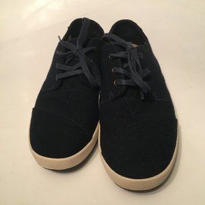 Men TOMS Del Ray Black Linen Lace Up Sneakers Size 9